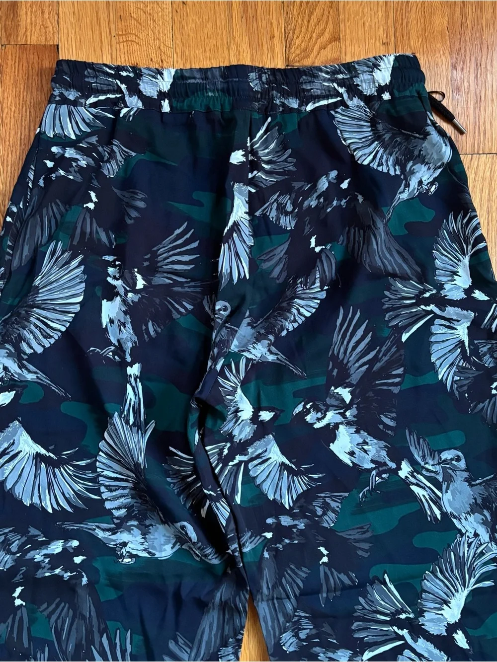 Markus Lupfer Black Joggers with Green and White Bird Print